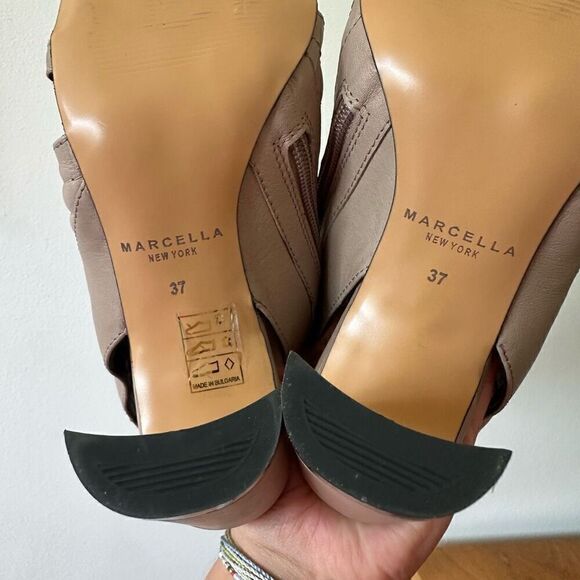 Marcella NYC Women’s Tulla Edgy Quilted Ribbed Heeled Square Toe Block Heel Sand - Picture 12 of 15